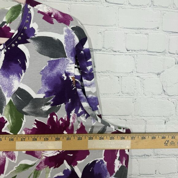 Aldred Runner Blouse Women Plus 3X Floral Printed Cottage Prairie Casual Top - Picture 5 of 9